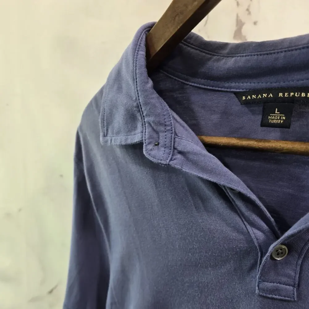 Banana Republic Shirt Mens Large Polo Purple Cotton Short Sleeve Tee Flaw